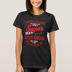 Lustiger Skilift-Mechaniker-Kostüm Skifahren Sesse T-Shirt
