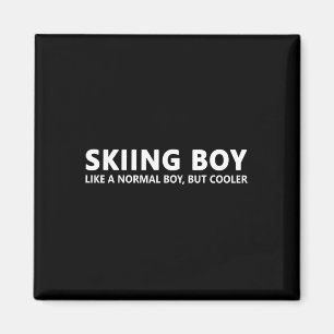 Lustiger Skiverrückter Skifahrer Junge Magnet