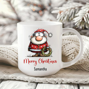 Lustiger skurriler Weihnachtsmann Minimalistischer Kaffeetasse