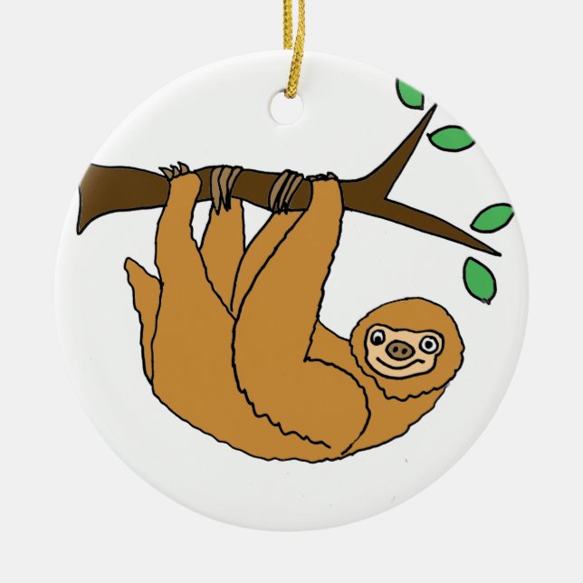 Lustiger Sloth-Cartoon Keramik Ornament (Vorne)