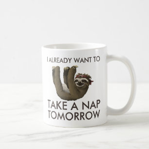 Lustiger Sloth, den ich bereits will, um ein Kaffeetasse