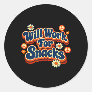 Lustiger Snack-Liebhaber Food Humor Retro Groovy Runder Aufkleber