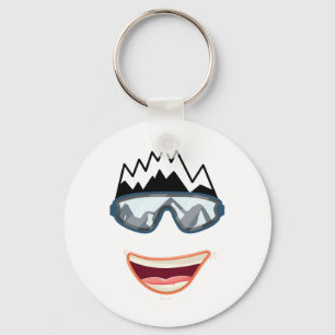Lustiger Snowboard Snowboarder Skifahren Gesicht L Schlüsselanhänger