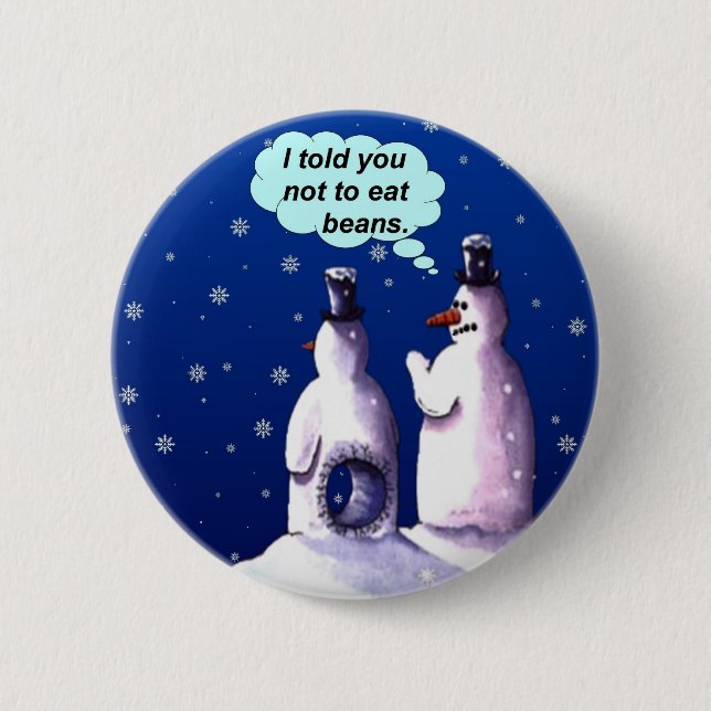 Lustiger Snowmen-Cartoon Button (Vorderseite)