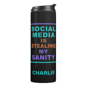 Lustiger „Social Media“-Tumbler mit individuellem Thermosbecher
