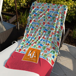 Lustiger Sommer Stilvolles Monogramm Strandtuch