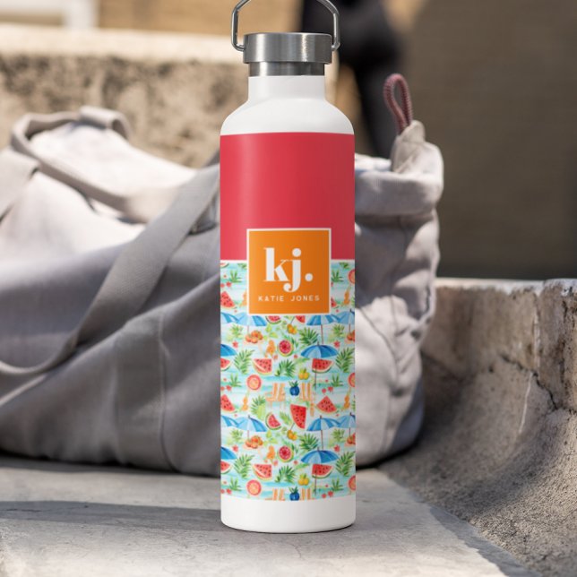 Lustiger Sommer Stilvolles Monogramm Trinkflasche (Von Creator hochgeladen)