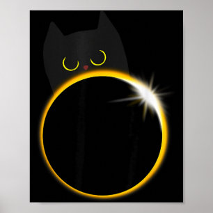 Lustiger Sonnenfinsternis Schwarze Katze Liebhaber Poster