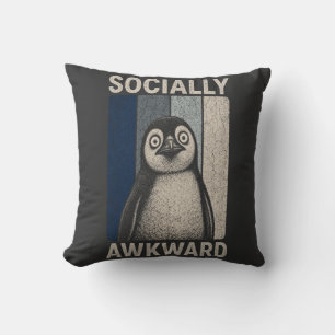 Lustiger sozial unbeholfener Pinguin Retro-Humor Kissen