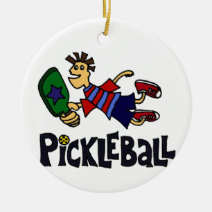 Lustiger springender Pickleball Typ Keramikornament