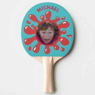Lustiger SpritzerSquishrotes Goo-Name-Foto Tischtennis Schläger