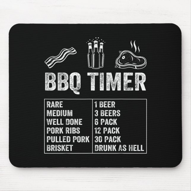Lustiger Spruch Bbq Timer Bier Grill Papa Barbecue Mousepad (Vorne)