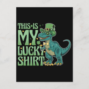 Lustiger St. Patrick Feiertag Leprechaun Trex Dino Feiertagspostkarte