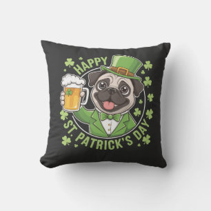 Lustiger St. Patrick�s Day Mops mit Bierkrug Kissen