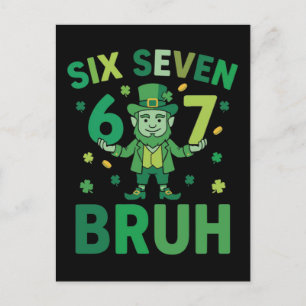 Lustiger St. Patricks Day 2026 – Six Seven 67 Bruh Postkarte