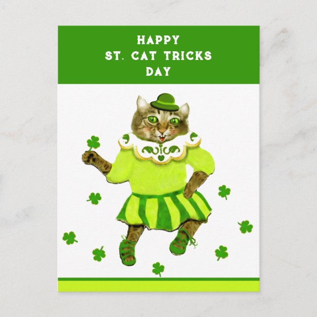 Lustiger St. Patrick's Day Katze Postkarte (Vorderseite)