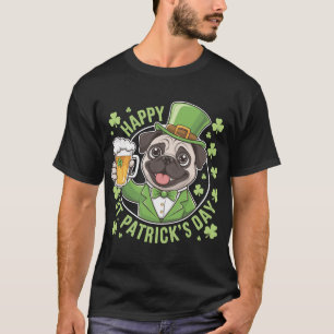 Lustiger St. Patrick's Day Mops mit Bierkrug T-Shirt