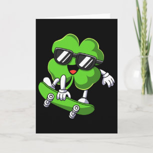 Lustiger St. Patricks Day Shamrock Skateboarding J Karte