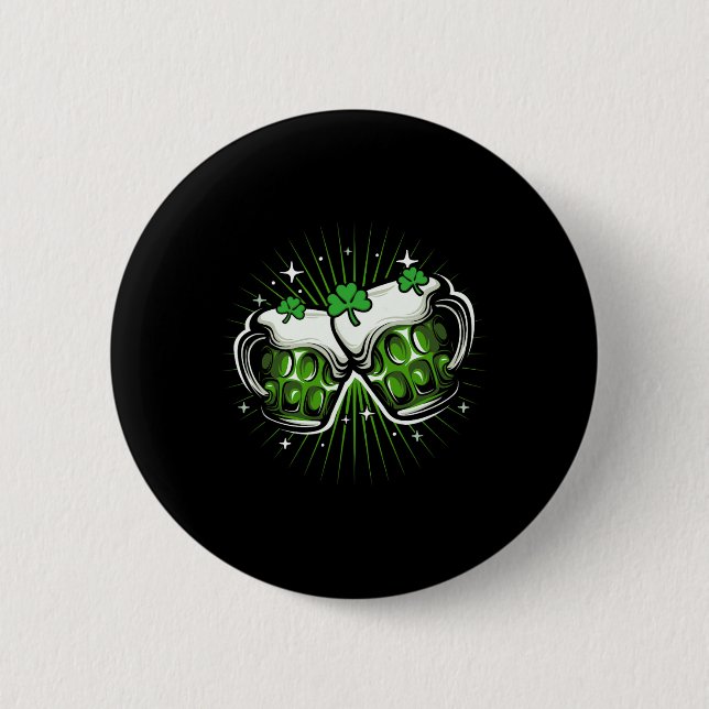 Lustiger St. Patricks Day Trinken Irisches Kleebla Button (Vorderseite)