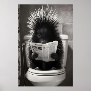 Lustiger Stachelschwein-Badezimmerdruck, Toiletten Poster