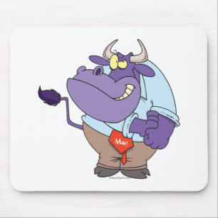 lustiger starker Stier Cartoon Mousepad