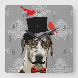 Lustiger steampunk Hund Quadratische Wanduhr