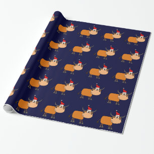 Lustiger Stier im Geschenkpapier