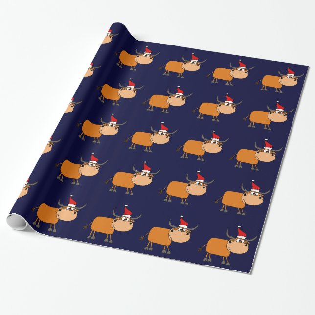 Lustiger Stier im Geschenkpapier (Ungerollt)