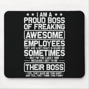 Lustiger stolzer Chef Mitarbeiter Anerkennung Büro Mousepad