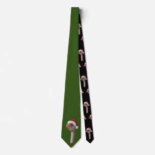 Lustiger Strauß mit Weihnachtsmannhut Tier Humor Krawatte