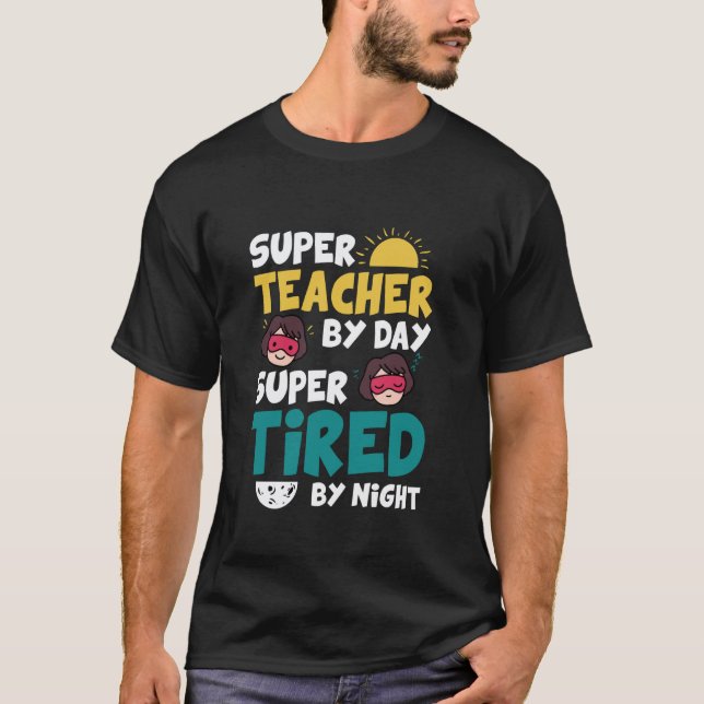 Lustiger Superheld-Lehrer Superhelden T-Shirt (Vorderseite)
