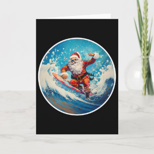 Lustiger surfen Santa auf Surfboard Weihnachten im Karte
