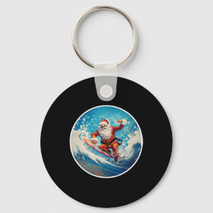 Lustiger surfen Santa auf Surfboard Weihnachten im Schlüsselanhänger