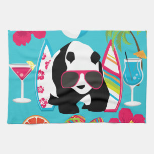 Lustiger surfende Panda-Bärn-Strand-Gammler-coole Geschirrtuch