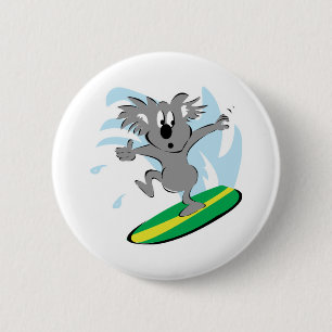 lustiger surfender Koala-Bär Button