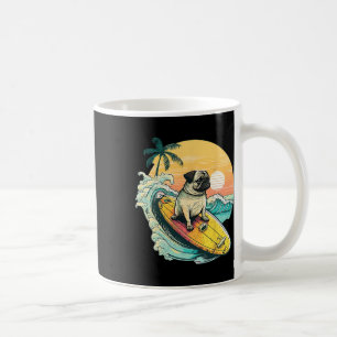 Lustiger surfender Mops am Strand Haustierliebhabe Kaffeetasse