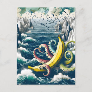Lustiger surrealer Bananen-Oktopus Postkarte