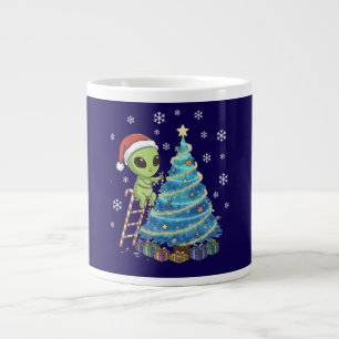 Lustiger süßer Alien Weihnachtsmann schmückt Weltr Jumbo-Tasse