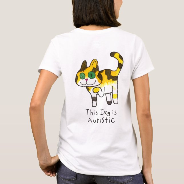 Lustiger süßer autistischer Hunde-Comic T-Shirt (Rückseite)