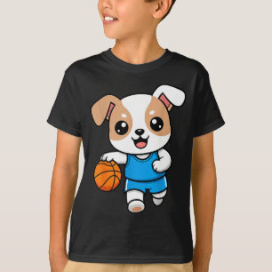 Lustiger süßer Basketball-Welpe Cartoon-Sport T-Shirt