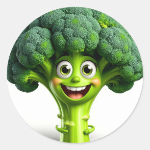 Lustiger Süßer Brokkoli Charakter Vibes 🥦✨ Glückl Runder Aufkleber