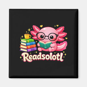 Lustiger süßer Bücherwurm Axolotl liest Solotl Büc Magnet