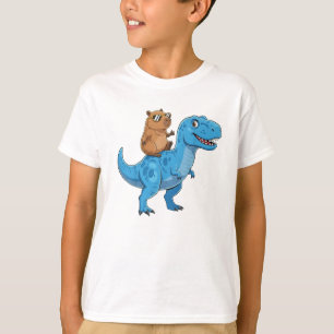 Lustiger süßer Capybara-Reiter-Dinosaurier T Rex D T-Shirt