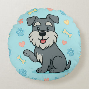 lustiger Süßer Cartoon Schnauzer Rundes Kissen