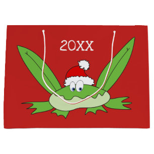 Lustiger süßer Cartoon-Weihnachtsmann-Frosch-Weihn Große Geschenktüte