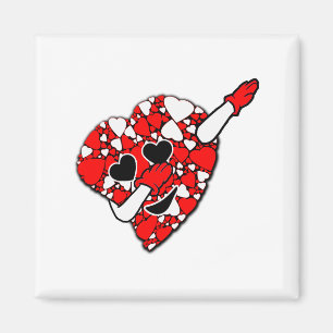 Lustiger süßer Dabbing Rot Weiße Herzen Valentinst Magnet