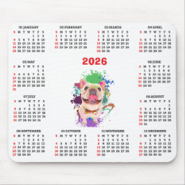 Lustiger süßer Französischer Hund Kalender  Mousepad