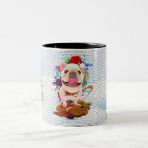 Lustiger Süßer Französischer Hund Yappy Weihnachte Zweifarbige Tasse