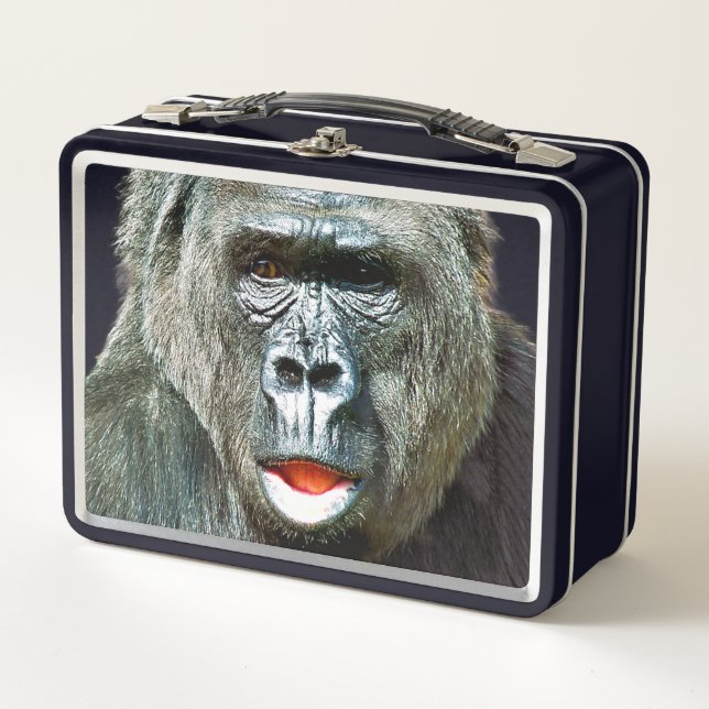 LUSTIGER SÜßER GORILLA METALL BROTDOSE (Vorderseite)