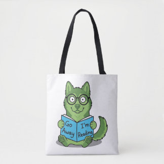 Lustiger süßer grüner Hund Geh weg, ich lese Tasche